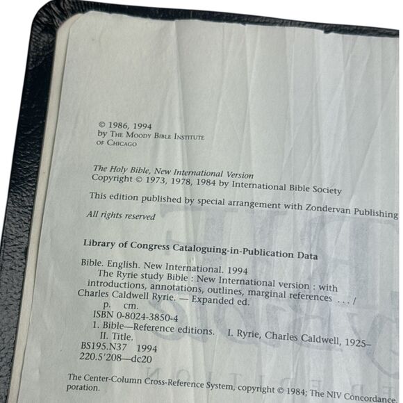 1994 Ryrie Study Bible KJV Black Bonded Leather Red Letter Edition Moody - Picture 9 of 10